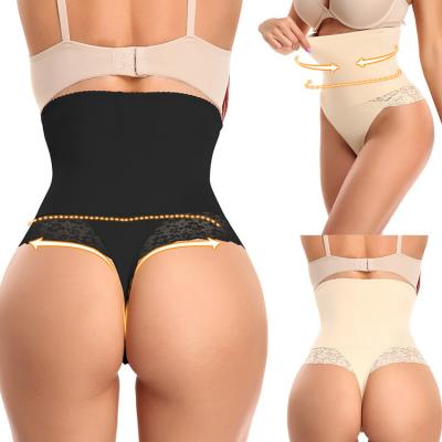 China Antibacterial Women's Lace Thong Underwear Waist Tummy Control Shaper Girdle Butt Trainer Top Lift Up Slimming Sexy Panties Thong Shapewear for sale