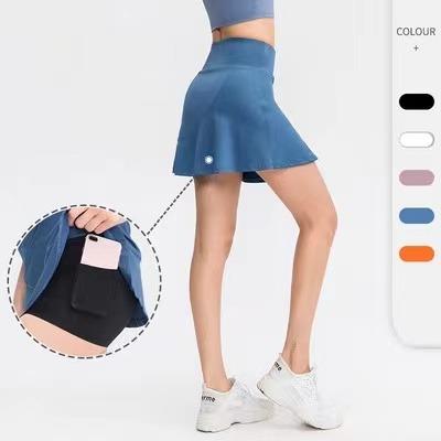 China Droppingship Women Sports Breathable Fake Two PCS Short Skirt Anti Lightweight Quick Dry Athletic Golf Skorts With Pocket Tennis Running Skirt for sale