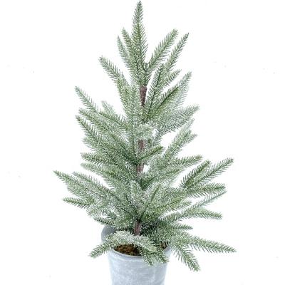 China Indoor Desktop Decoration Mini Table Artificial Christmas Tree Potted Christmas Tree Throw Snow PE Pot Wholesale Handmade for sale