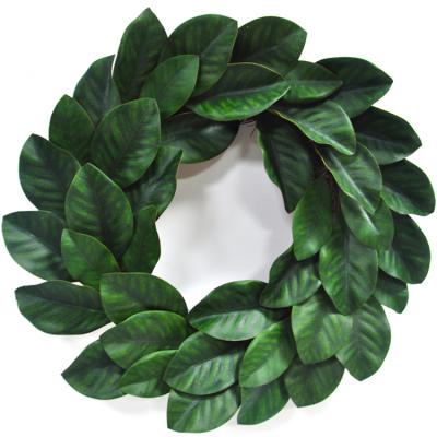 China Almost Natural Farmhouse Handmade Indoor Home Decor Wall Greenery Magnolia Leaf Greenery Magnolia Leaf Wreath for sale