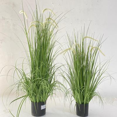 China Artificial Potted Grass Wheat Onion Rattle Greenery Onion Grass Shrubs Fake Flower Bushes Outdoor Garden Decor Plastic Handmade for sale