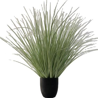 China Handmade Greenery Rattlesnake Shrubs Plant Onion Grass In Pot Ornament Outdoor Indoor Home Decoration Artificial Potted Onion Grass for sale