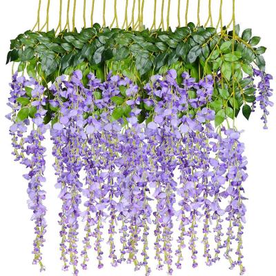 China Handmade Artificial Wisteria Vine Faux Flower Arch Home Hanging Silk Wedding Strings Rig Garland Artificial Wisteria for sale