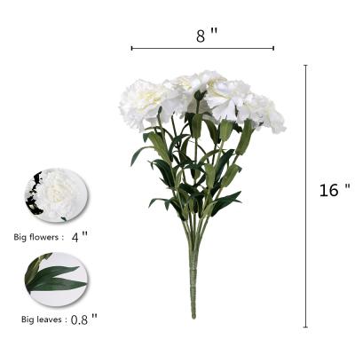 China Handmade Faux White Flowers Silk Greenery Leaves Hotel Office Garden Wedding Home Decor Artificial Carnation Bouquets for sale