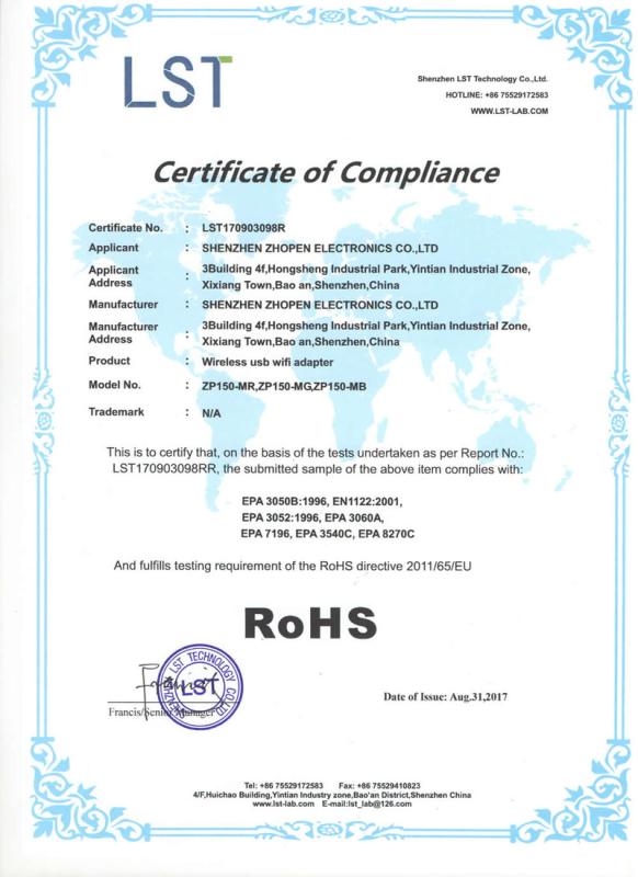 RoHS - Shenzhen Zhopen Electronics Co., Ltd.