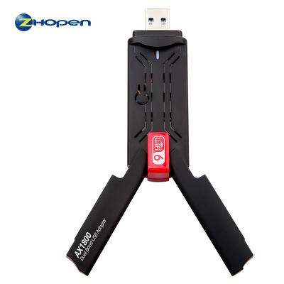 China 2021 Newest ax1800mbps LAPTOP wifi 6 chipset 2 rtl8832au wifi antenna wilress usb adapter wifi dongle for PC for sale