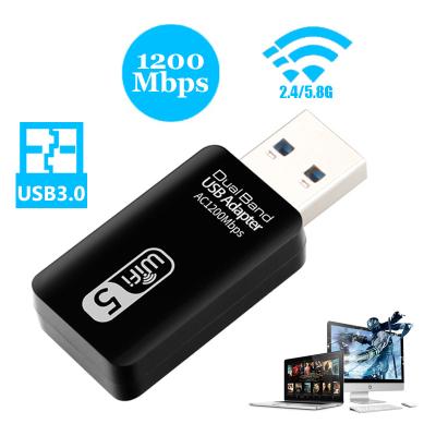 China Office & 1200mbps dual band wifi laptop adapter LAN 2.4G 5.8G Ethernet usb dongal network card RTL8812BU for sale