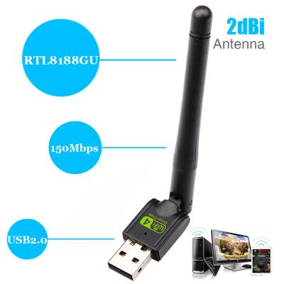 China Office & Outdoor 802.11 Wireless RTL8188 Laptop USB Driver WiFi Direct Card Dongle Outdoor Wi-Fi Adapter For PC Android for sale