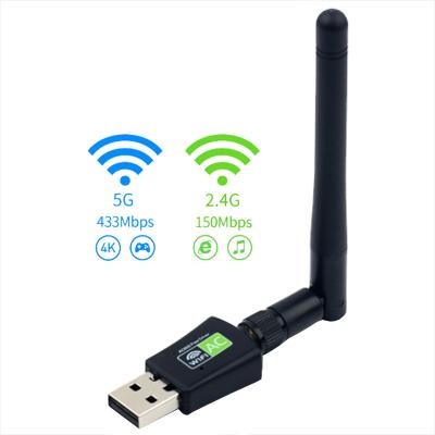 China Office & Laptop 600Mbps 2dBi External Antenna USB2.0 Universal Adapter 2.4G 5G Radio Signals Booster Drive Free WiFi Receiver for sale