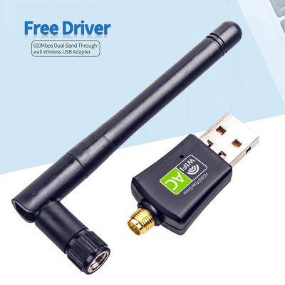 China Office & Free Plug-and-play Dual Band Wi-Fi USB Drive Stick 11AC 600Mbps Realtek RTL8811CU WLAN Laptop Adapter for Windows for sale