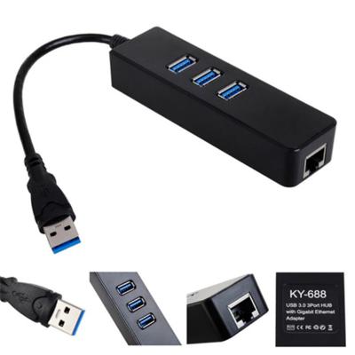 China Office & Laptop Hi-speed USB3.0 3 port hub with Gigabit USB Muti-function Lan Adapter Ethernet Adapter for sale