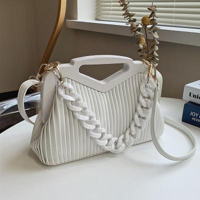 China 2021 New Fashion Fashion Striped Women Messenger Bag Trendy Ladies PVC Shoulder Chain Handbags for sale