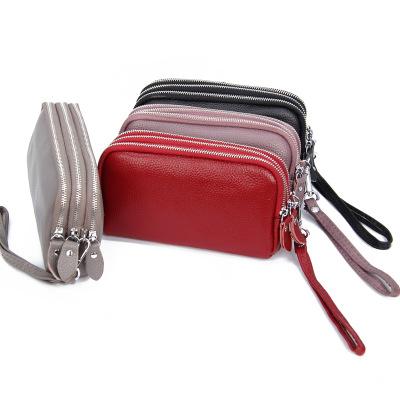 China 3 zipper pocket/first layer whip new fashion designs 3 zipper pocket women genuine leather wallets long for ladies for sale