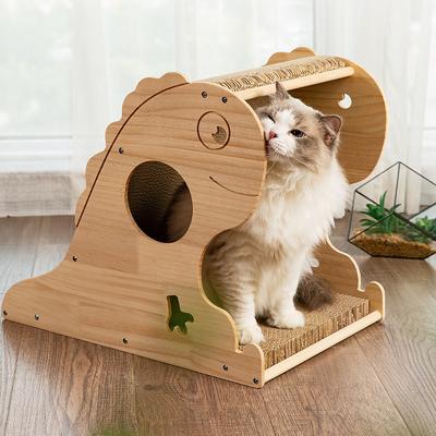 China Viable Custom Design New Cardboard Work Area Cat Toys Cat Bed Cat Solid Wood Magic Organ Scratching Board for sale