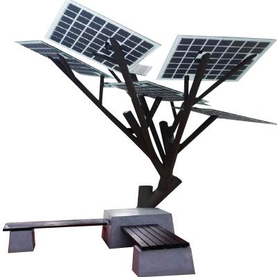 China OEM Modern Advertising Charging Station Sun Lounger Tree Shape Blue Tooth Solar Powered Sun Bench With Table for sale