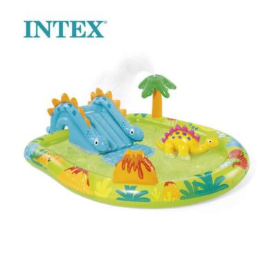 China Outerdoor Water Fun Kids Swimming Pool Outdoor Plastic Family INTEX 57166 Inflatable Pool With Slides for sale