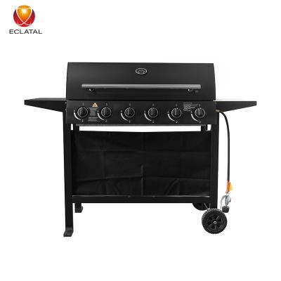 China Easily Assembled High Temperature Paint Cast Iron Auto Ignition 6 Burners Gas BBQ Grill BBQ Grill for sale