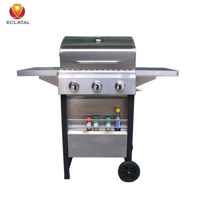 China Manufacturer Deluxe Custom Wholesale SS304 3 Burners Gas BBQ Easily Assembled Outdoor Grill for sale