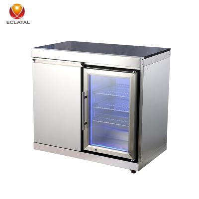 China Thermal Resistance Custom Gas Grill BBQ BBQ Outdoor Kitchen Stainless Steel Storage Cabinet With Fridge for sale