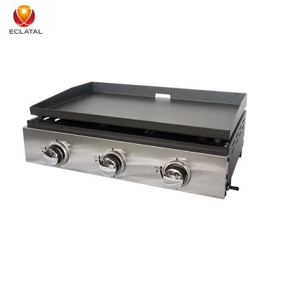 China Easily Assembled Portable Table Top Plancha BBQ Grill 3 Burner Smokeless Grill for sale