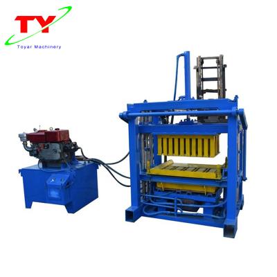 China Building Material Shops QT4-40 Diesel Engine Hydraulic Hollow Cement Block Brick Making Machine For Small Business for sale