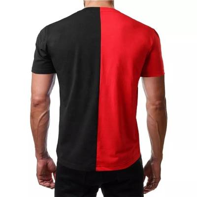 China Wholesale Oversized Men Streetwear Anti-wrinkle Color Block Custom T-shirt Stage Edge Mens T-shirts for sale