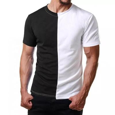 China Wholesale Custom Printing Anti-Wrinkle Color Blocking Short Sleeve Cropped T-Shirt For Men for sale