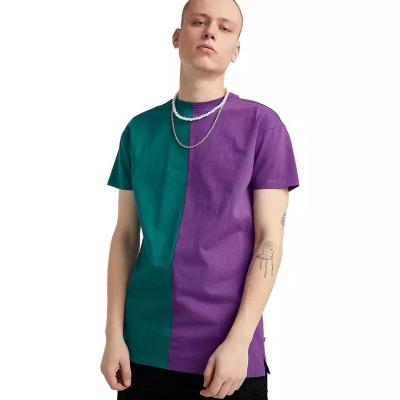 China Anti-Wrinkle Color Block Shirt Two Color Multi Tone Color Cotton T-Shirts For Men Customize Your Own Designs Short Sleeve Shirt for sale