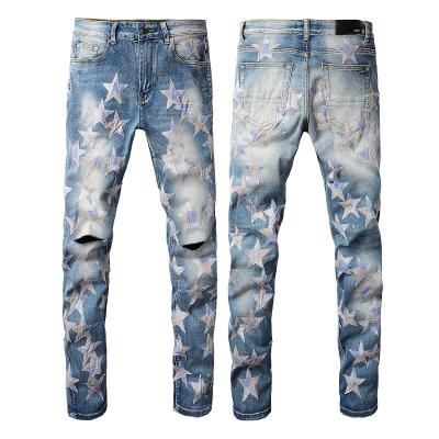 China New fashion QUICK DRY mens tight hole foot zipper pants men Amazon Amirys jeans ripped slim fit skinny distressed Amirys jeans men for sale