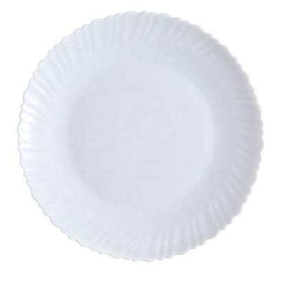 China Sustainable Glass Tableware Heat Resistant Strengthen Tempered White Jade Opal Glass Dish Plates for sale