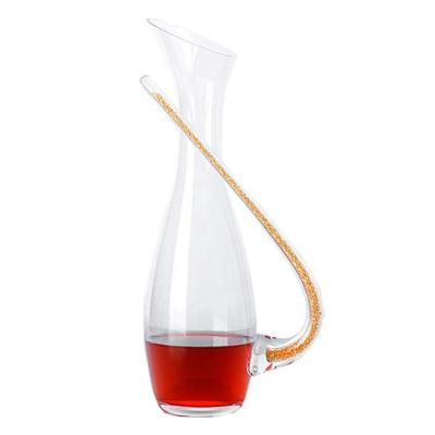 China Lead Free Crystal Glass High Quality Hand Made Gold Rhinestone Diamond Handle Lead Free Crystal Glass Wine Decanters with Rhinestone Diamond Handle for sale