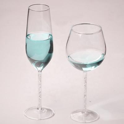 China Heat resistant Diamond Stem Heat Resistant Champagne Cocktail Glasses Heat Resistant Borosilicate Glass Wine Glasses with Diamond Stem for sale