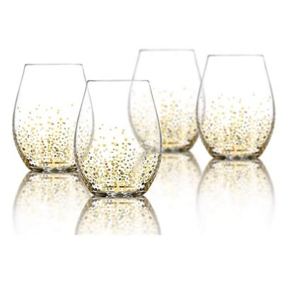 China Lead free and long stem Round Dot Crystal Stemless Wine Glasses with Dot for sale