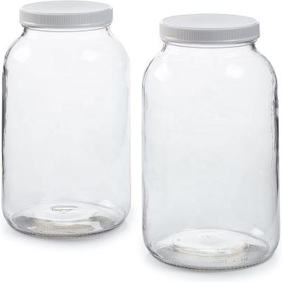 China Freshness Preservation Big Volume Glass Food Storage Jar Glass Drinking Beverage Dispenser Jar with Airtight Lids for sale