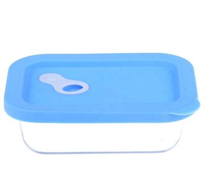 China Sustainable Glass Lunch Box Heat Resistant Borosilicate Glass Container with Silicone Lid for sale