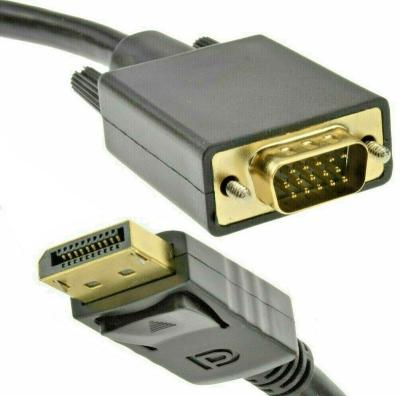 China LAPTOP DP 1.8M 6ft DisplayPort to VGA Cable Male to Male Display VGA Connection Left Adapter 1080P for HDTV PC Laptop Projector for sale