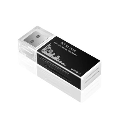 China Plastic Multi Card Slot 4 All In 1 Micro USB 2.0 Memory Card Reader Adapter For Mini SDHC TF MMC PRO MS DUO Card Reader for sale