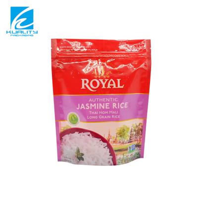 China Food grade 5kg safty plastic moisture proof stand up nylon bag with zipper for thailand rice for sale