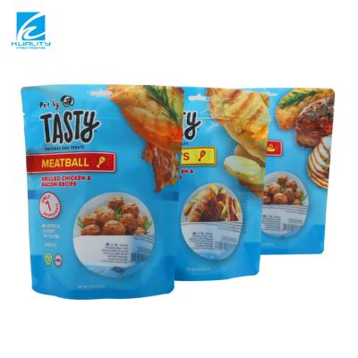 China Barrier Recycle Pet Food Packaging Plastic Laminated Back Up Pouch With Zipper Lock Bags Window Mylar Bags for sale