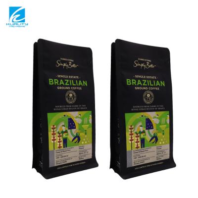 China Flat Bottom Moisture Proof Holder Up Pouch Mylar Laminated Coffee Packaging Empty Plastic Ziplock Coffee Bean Bags Tea Bag Pouches for sale