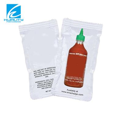 China Barrier Heat Seal Tomato Sauce Sachets Packing Food LDPE Gravure Printing Shrink Bag Hy-three Seal Bag Side Barrier For Sauce Packing for sale