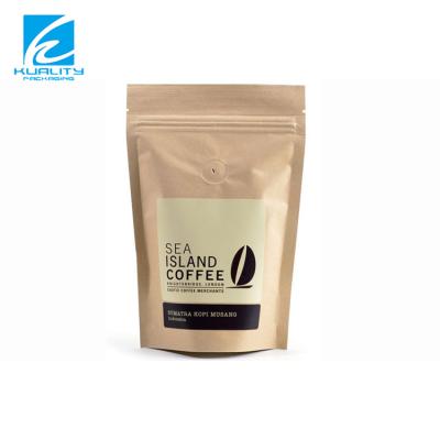 China Eco Friendly Barrier Custom Printed Kraft Paper Packaging Bag Stand Pouch Coffee Bean Packaging Bag for sale