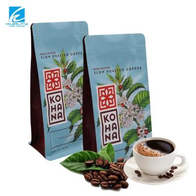 China Customized Flat Bottom Pouch Plastic Moisture Proof Aluminum Stand Up Zipper Bags For Coffee Packaging Bag With Valve for sale