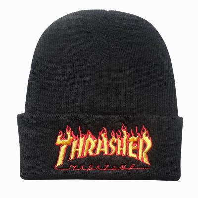 China breathable & Flame Waterproof High Quality Acrylic Embroidery Fashion Polyester Warm Knitted Winter Beanie Hats for sale