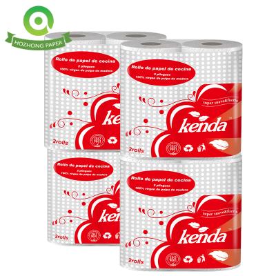 China Factory Outlet Eco-friendly Soft Paper Towel 2ply Printed Kitchen Paper Towel 21cm*22cm Paper Towels Roll Disposable for sale