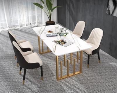 China High End Modern White Marble Rectangle Stainless Steel Project Villa Hasin Furniture Restaurant Restaurant Table for sale