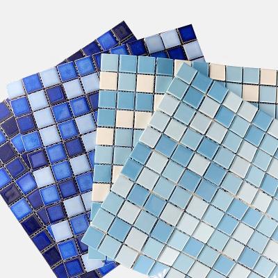 China Parquet fashion swimming pool blue private ceramic mosaic tile for sale