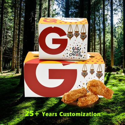 China Disposable Custom Roast Wings Fry Nugget Fried Chicken Box Disposable Take Out Paper Burger Fries Box Fast Food Packaging for sale