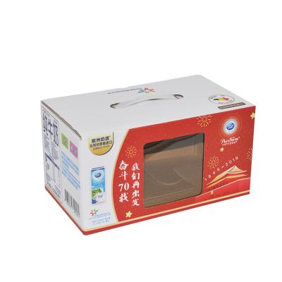 China Recycled Materials Milk Paper Box Factory Production Rigid Packaging Custom Milk With Clear Window Corrugated Paper Cardboard for sale