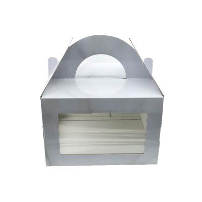 China Recycled Materials Design Different Cake Boxes With Handle Window Cake Box For Birthday for sale